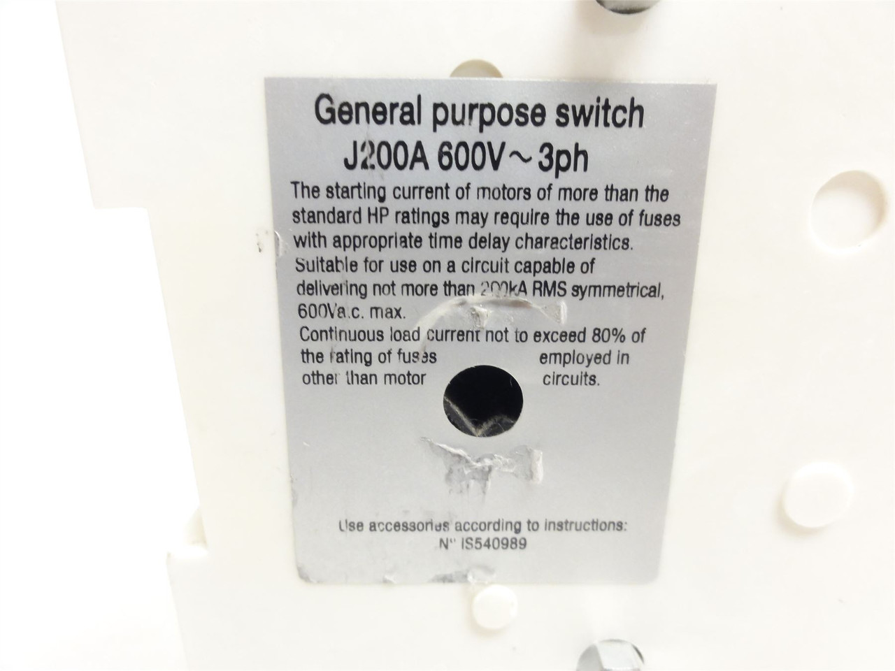 sprecher+schuh L11-J200-1753; Disconnect Switch; 200A; 3P; 600VAC