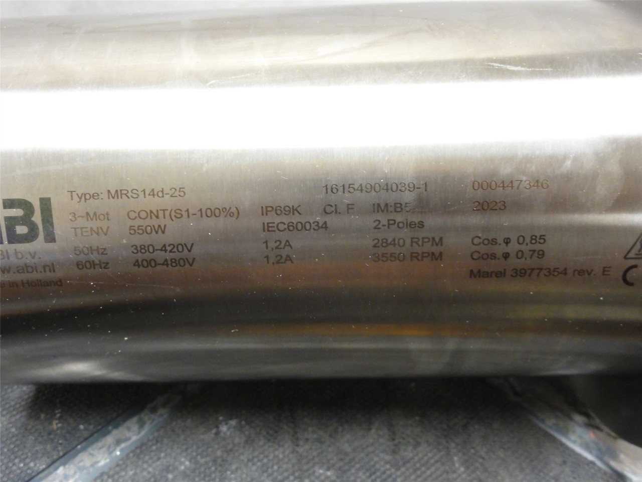 ABI MRS14D-25; Motor SS; 3/4HP/550W; 400-480VAC; 3550RPM; 3PH