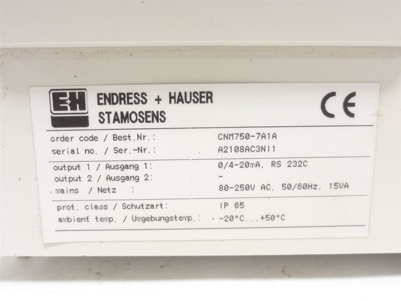 Endress+Hauser CNM750-7A1A; Nitrate Sensor CNS70 Transmitter