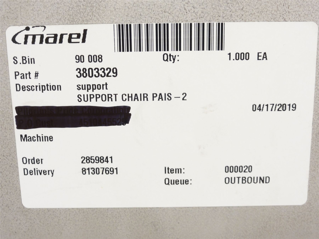 Marel 3803329; Support Chair PAIS-2
