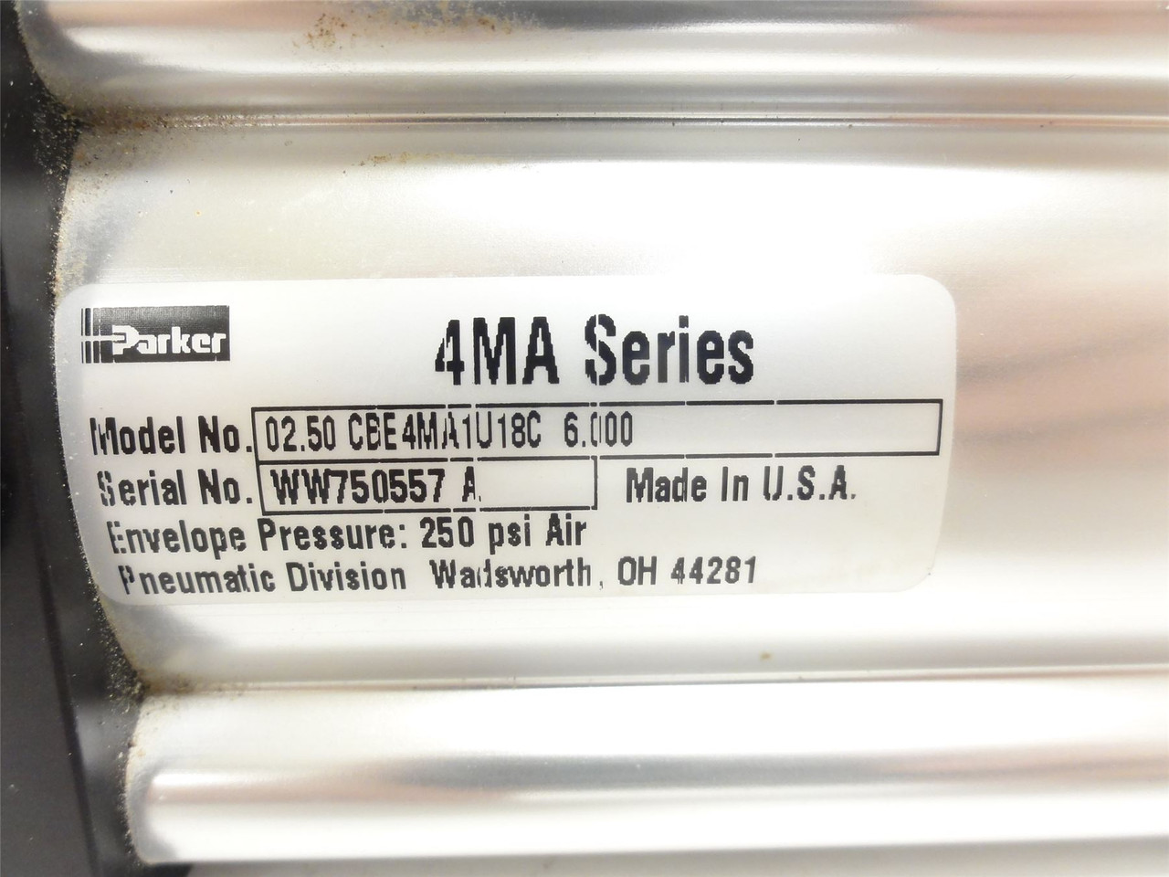 Parker 2.50CBE4MA1U18C6; Air Cylinder; 2-1/2"ID x 6" Stroke