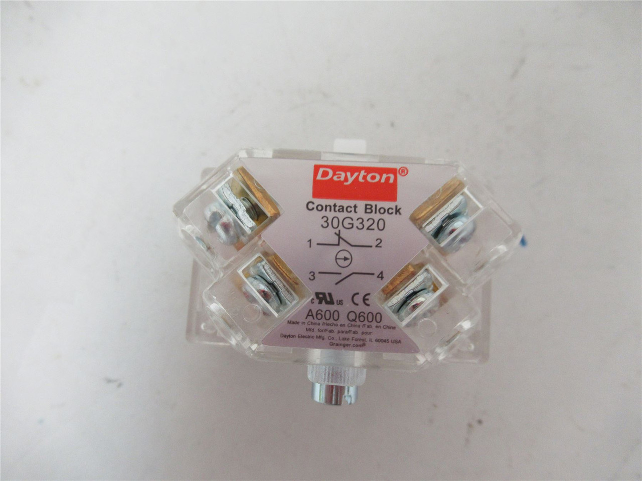 Dayton 30G320; Contact Block 1NO/1NC 30mm 10A 600Vac