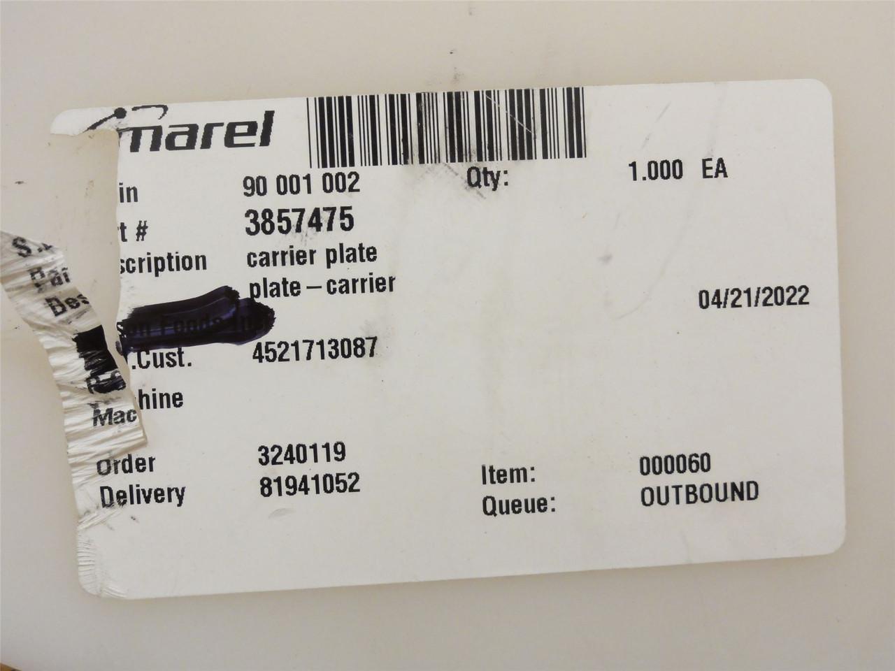 Marel 3857475; Neck Cracker Module Plate Carrier