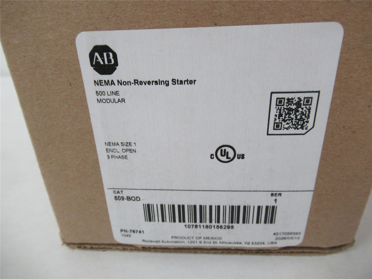 Allen-Bradley 509-BOD; NEMA 1 Starter  27A 3ph Coil: 110/120V