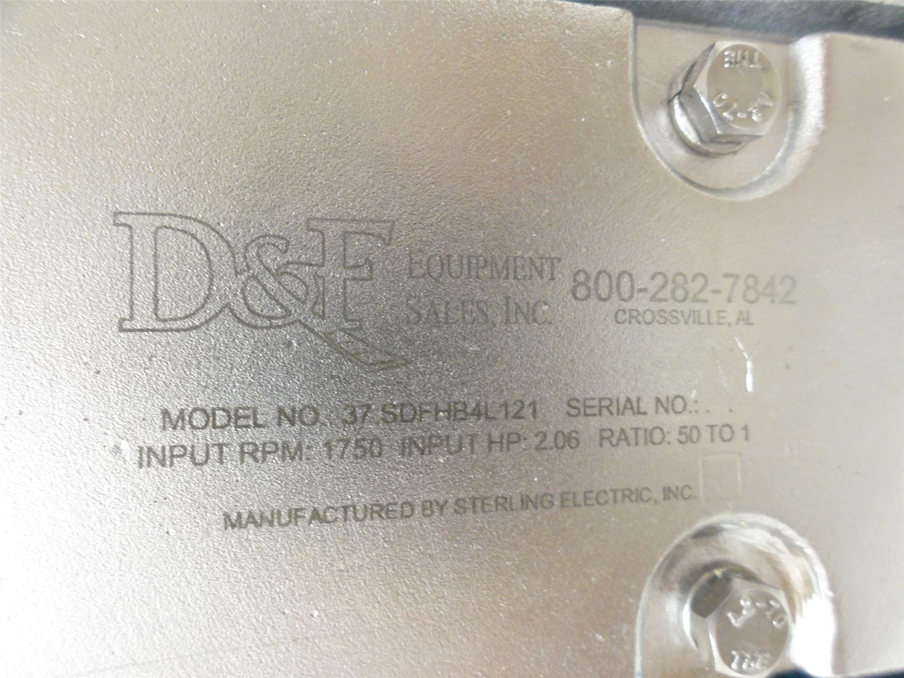 D&F 37SDFHB4L121; Gear Reducer; SS; RA; 50:1 Ratio
