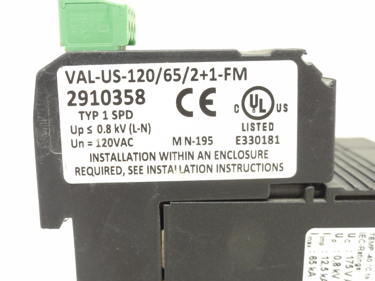Phoenix VAL-US-120/65/2+1-FM; Surge Protector 2910358; 120VAC