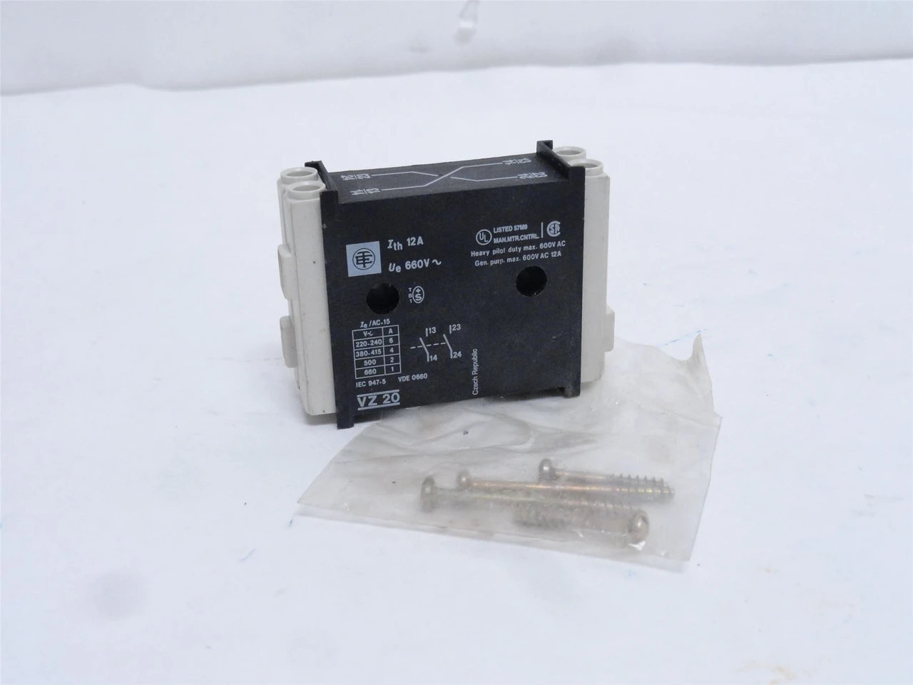 Telemecanique VZ20; Auxiliary Attachment Contact; 2-NO