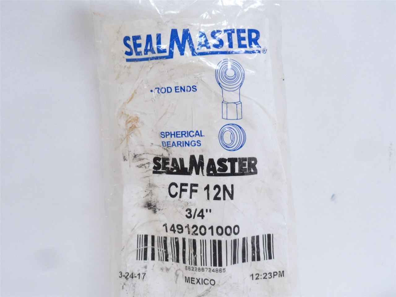 Sealmaster CFF-12N; Rod End Bearing 3/4"ID; 3/4-16  RH Thread