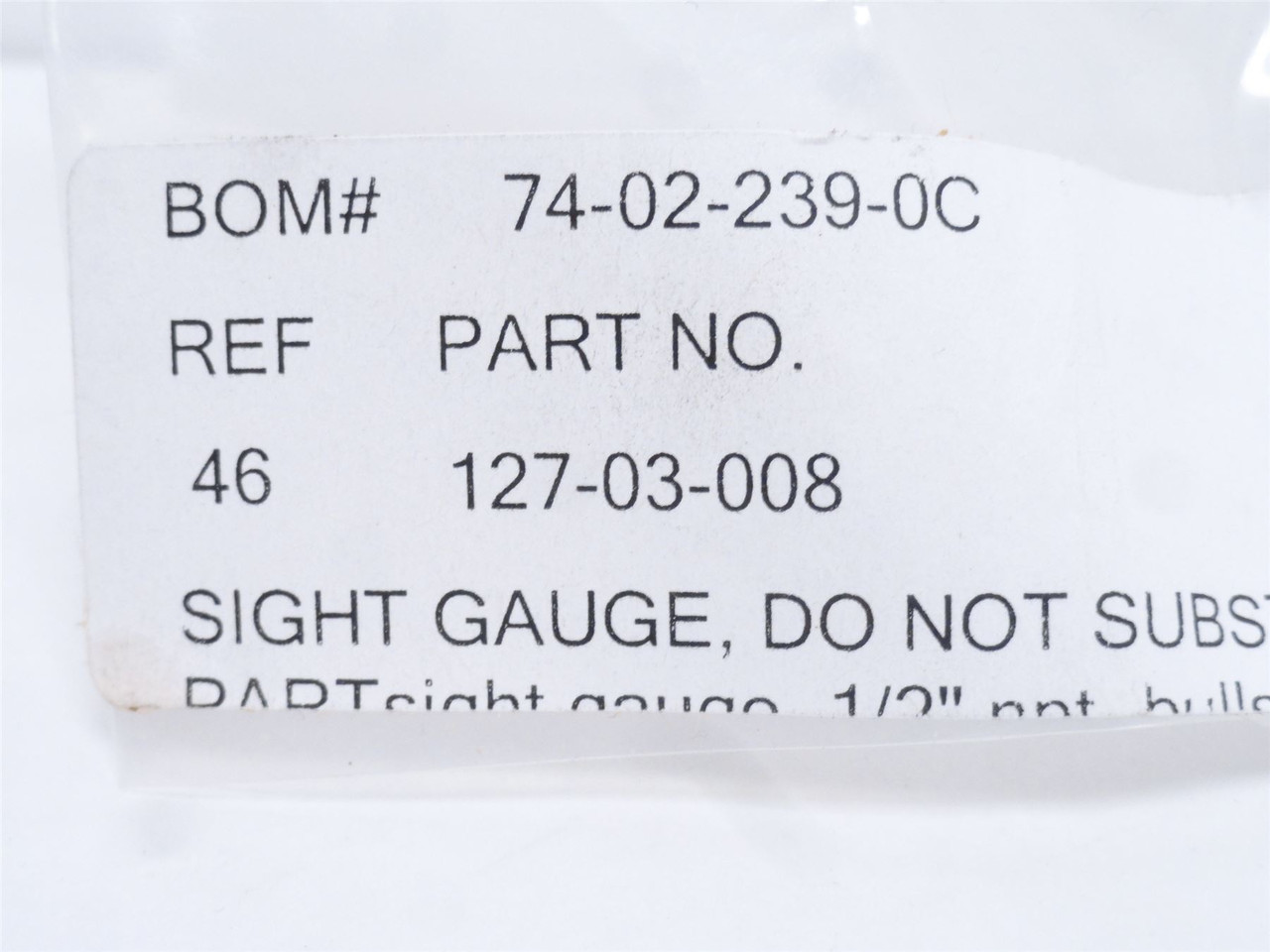 BOM 143-02-003; Breather Cap 1/4NPT; W/Sight Glass; 1/2NPT