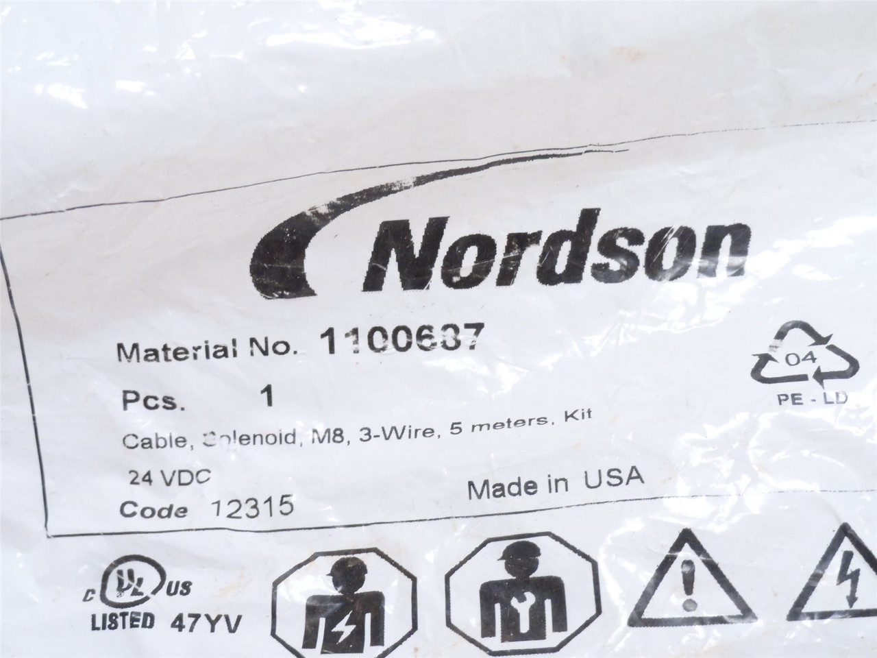 Nordson 1100687; Female Connector Cable; 3-Wire; 5m Long; M8
