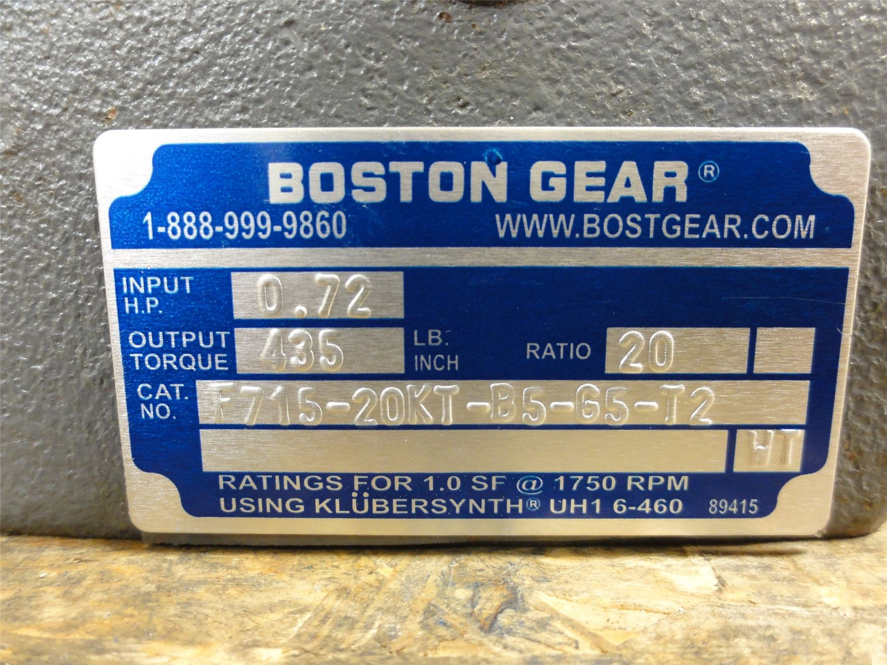 Boston Gear F715-20KT-B5-G5-T2; Speed Reducer; 20:1 Ratio
