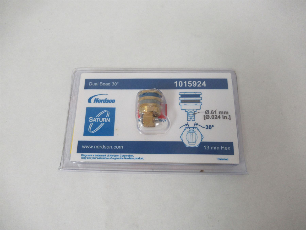 Nordson 1015924;  Nozzle Right Angle Saturn .36MM/30DEG 13MM