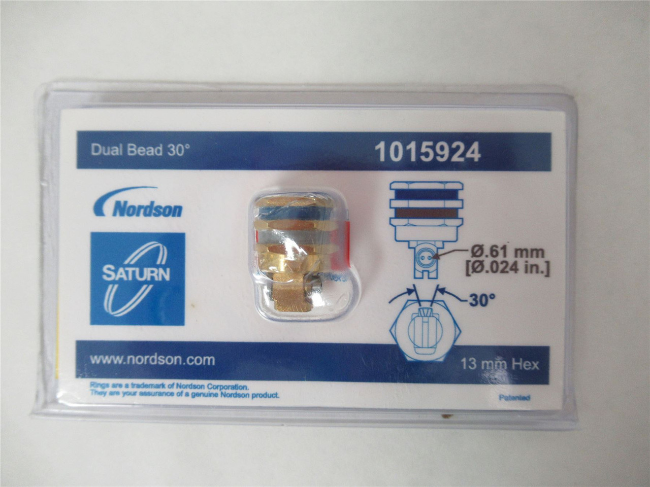 Nordson 1015924;  Nozzle Right Angle Saturn .36MM/30DEG 13MM