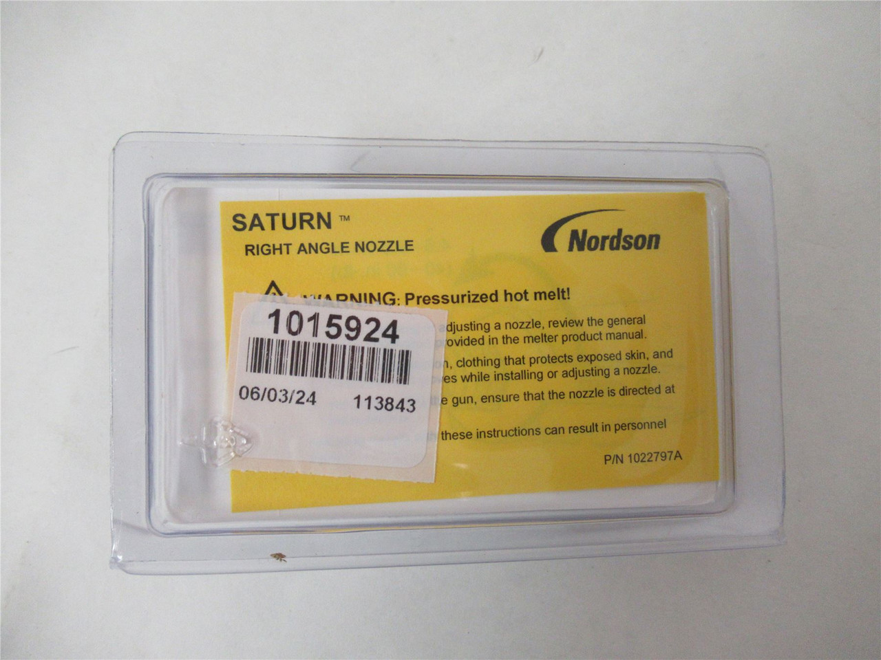 Nordson 1015924;  Nozzle Right Angle Saturn .36MM/30DEG 13MM