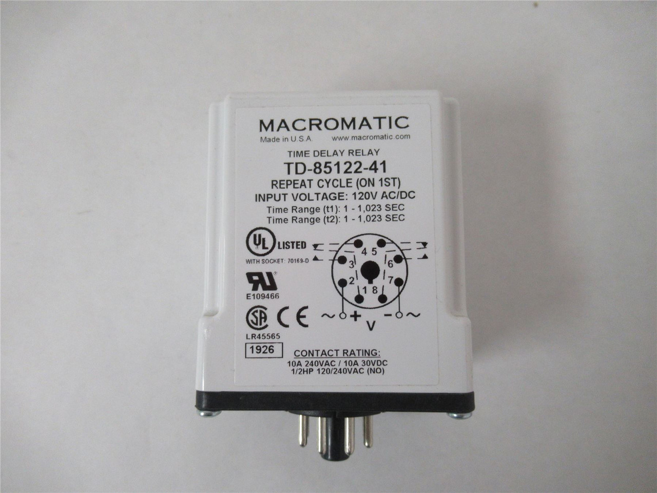 Macromatic TD-85122-41;  Timer 120V AC/DC 10 Amp