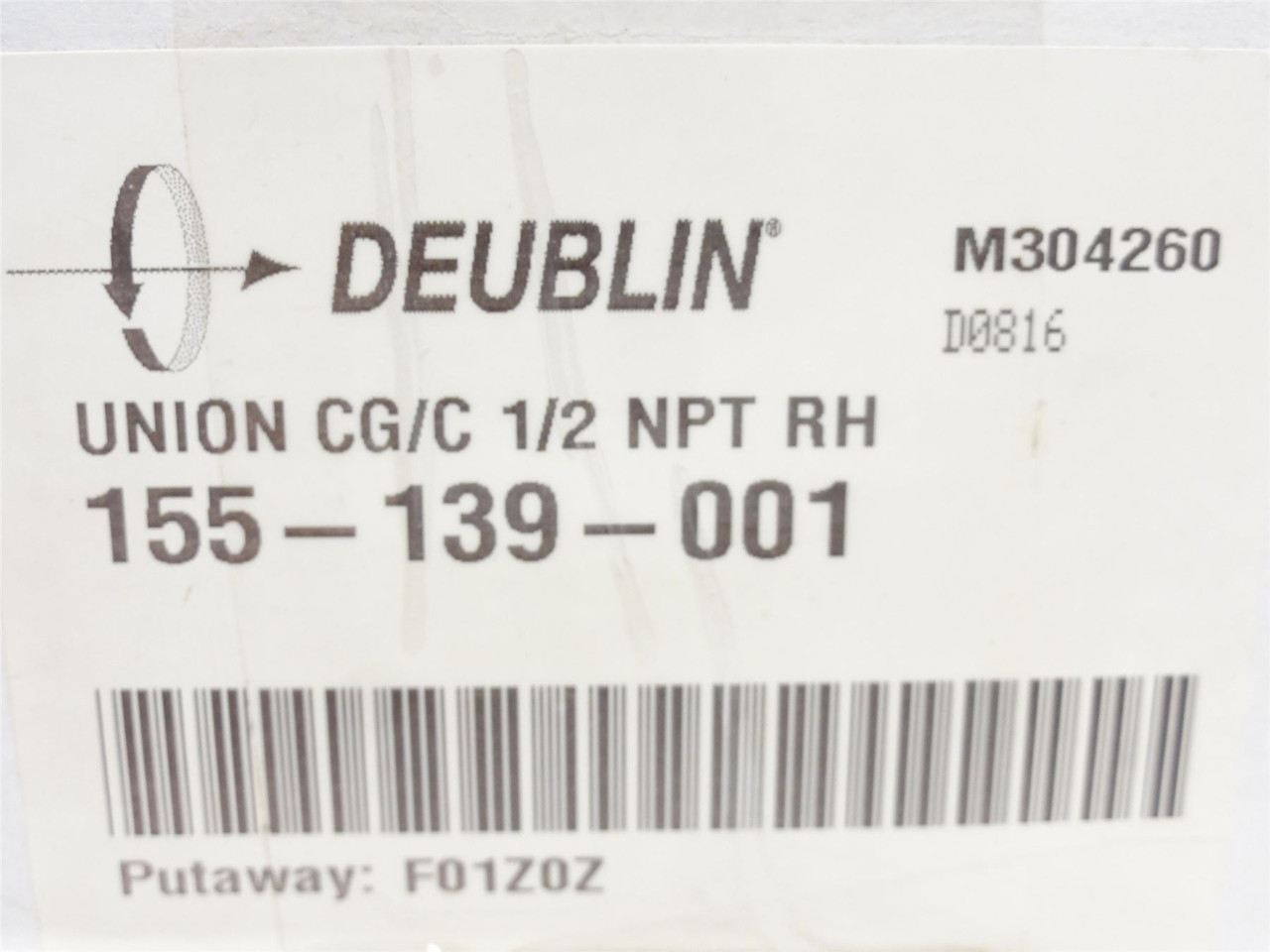 Deublin 155-139-001; Right Hand Rotary Union; 1/2NPT