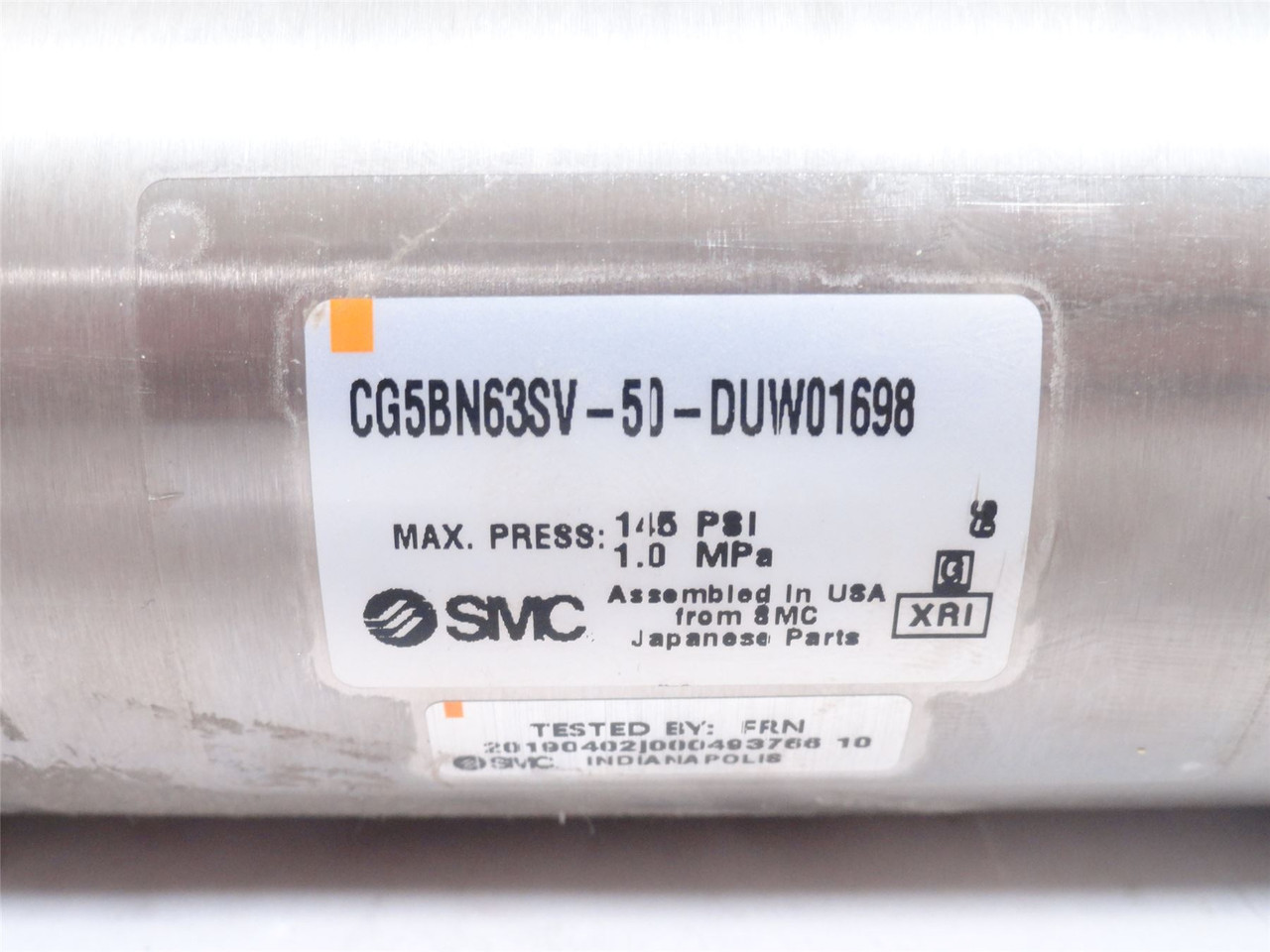 SMC CG5BN63SV-50-DUW01698; Air Cylinder; SS; 63mmID x 50mm Stk