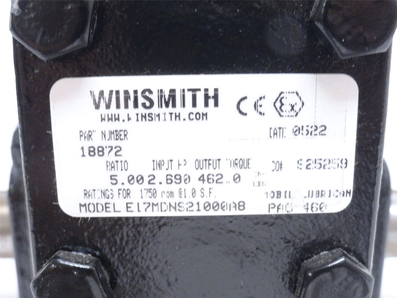 Winsmith EL7MDNS21000A8; Gear Speed Reducer 18872; 5:1 Ratio