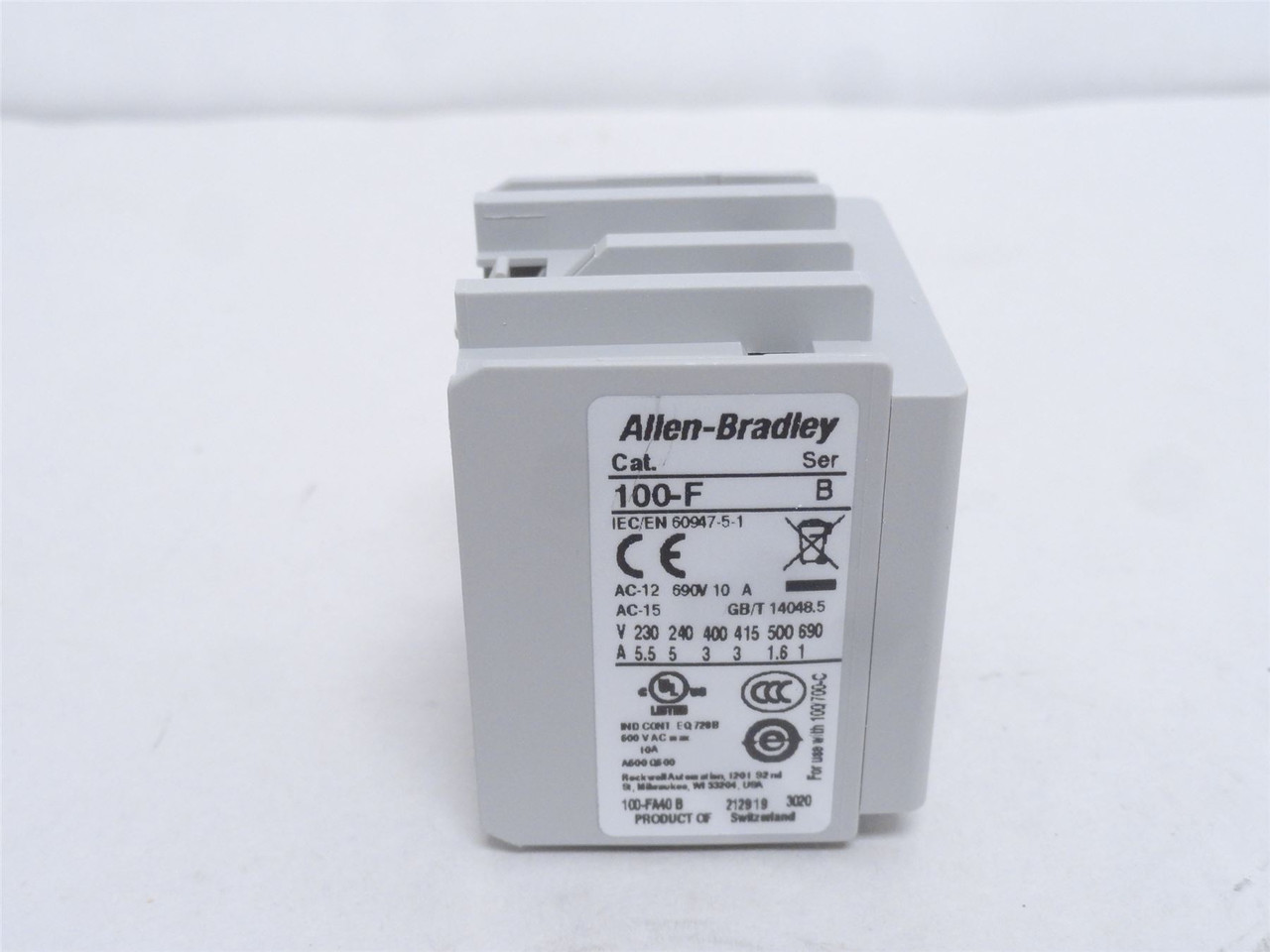 Allen-Bradley 100-FA40; Auxiliary Contact Block 4-NO 10A 600V