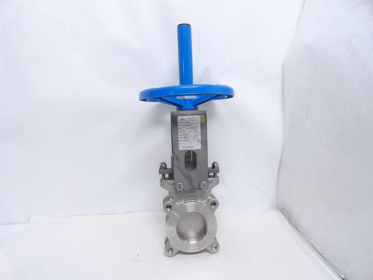 Orbinox 20-3636MI-3; Knife Gate Valve; SS-316; Size: 3"