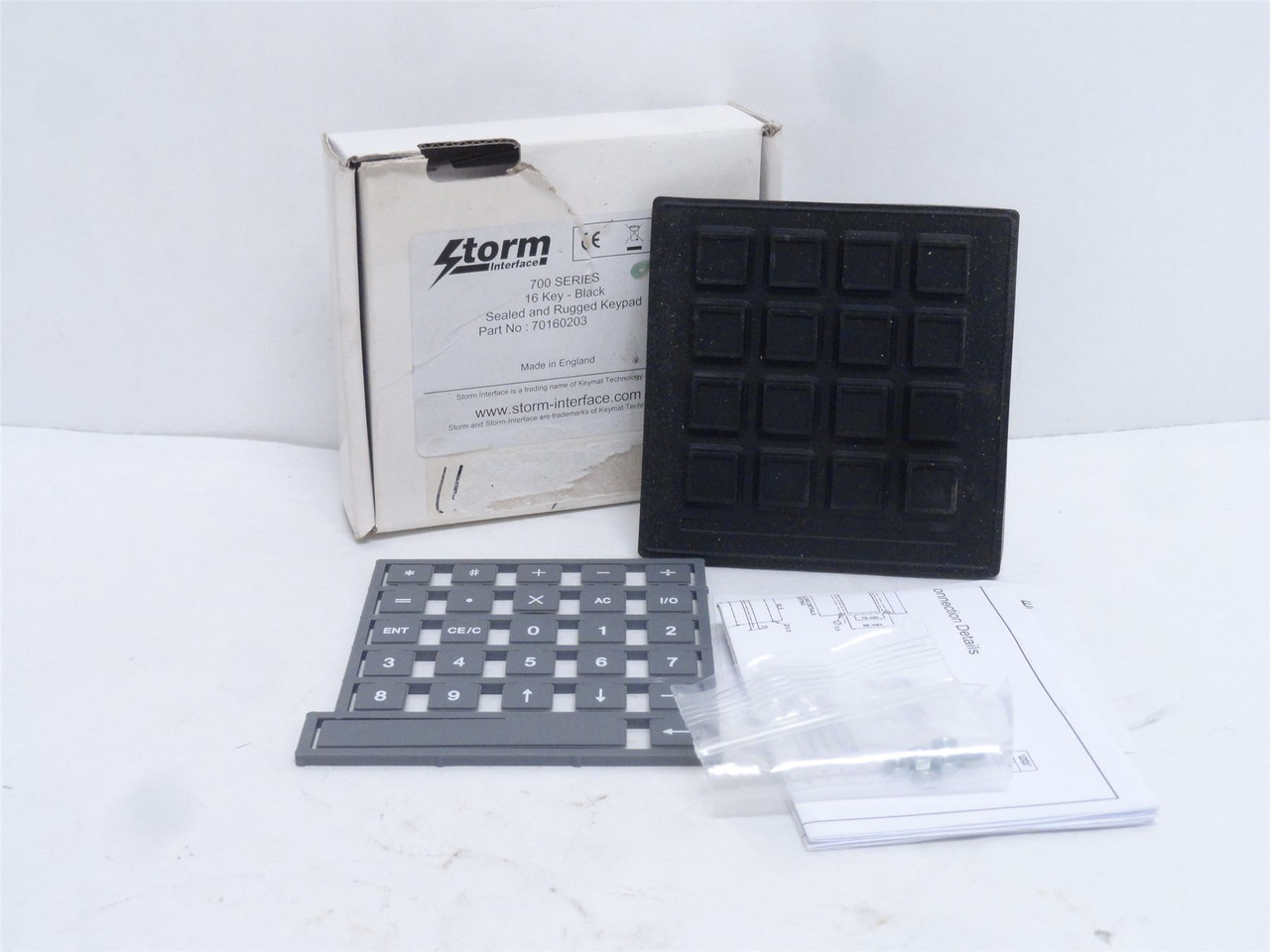 Storm Interface 70160203; Keypad Sealed Black Rubber w/16 Key