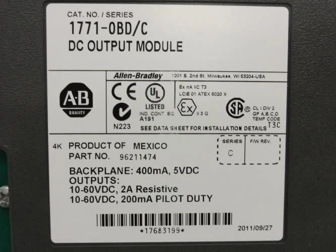 Allen-Bradley 1771-0BD; DC Output Module 10-60VDC
