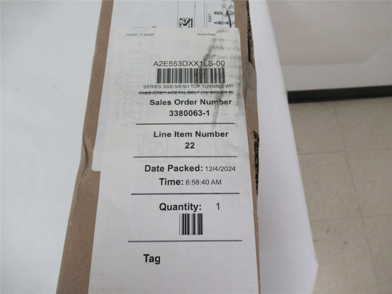 Intralox A2E553DXX1LS-00; Belt Series 3000 MeshTopTurning 10'