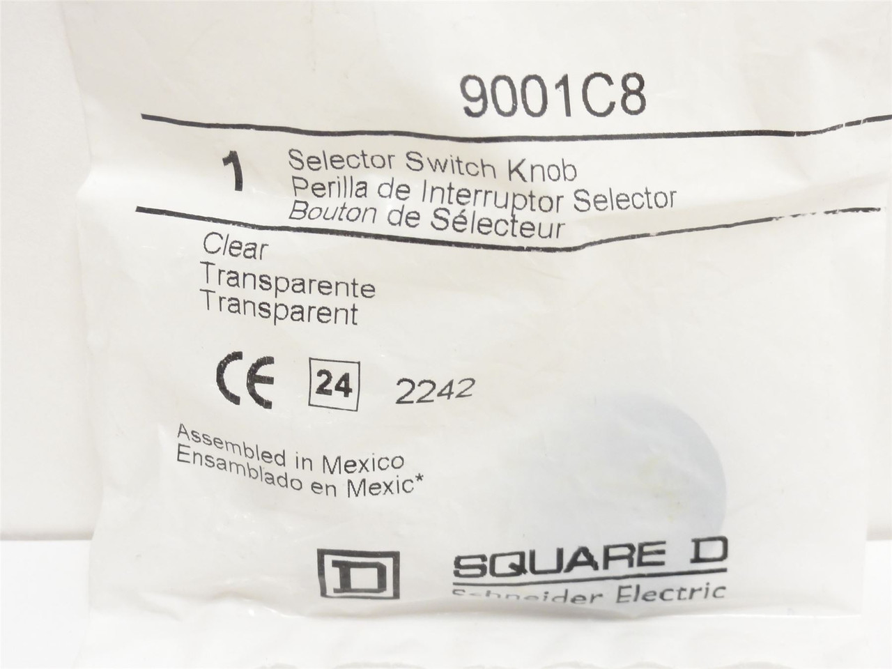 Square D 9001C8; Clear Selector Switch Knob; Size: 30mm