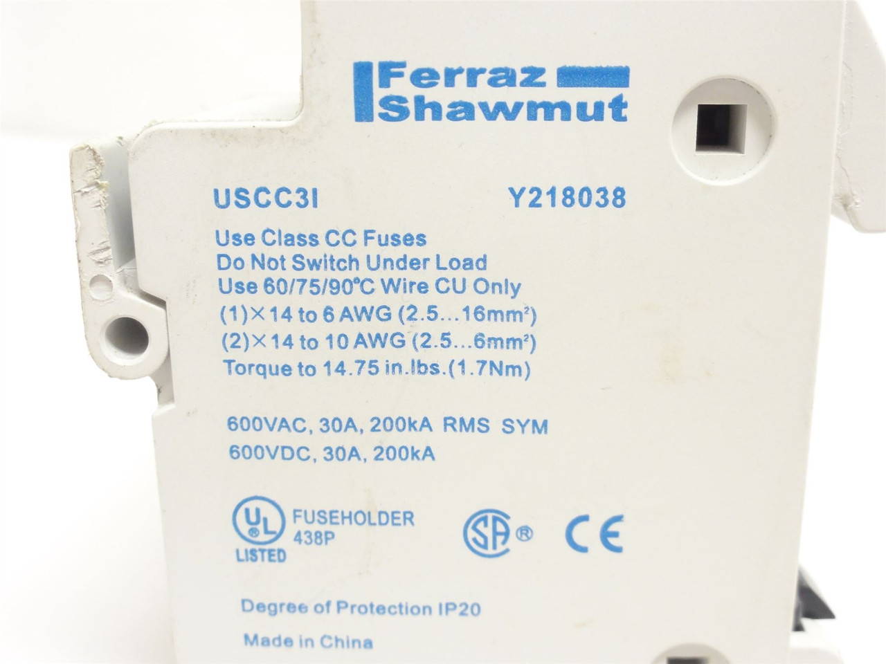 Ferraz-Shawmut USCC3I; Fuse Block; 3P; 30A; 600VAC