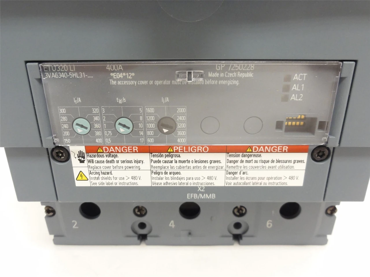 Siemens 3VA6340-5HL31-0AA0; Circuit Breaker; 400A; 3P; 600VAC