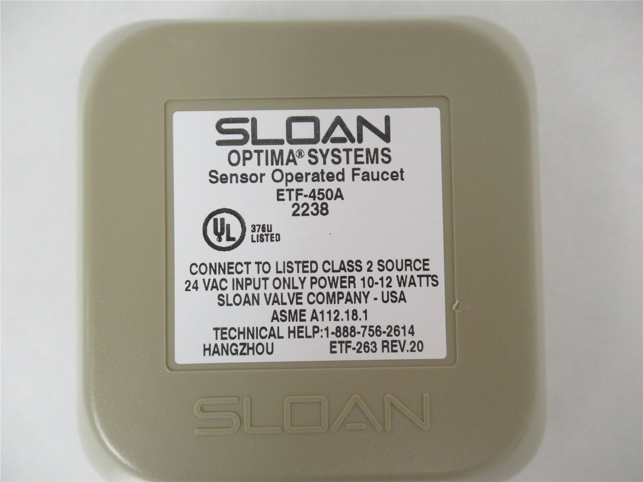 Sloan ETF-450A; Faucet Control Module Splash ProofJunctionBox