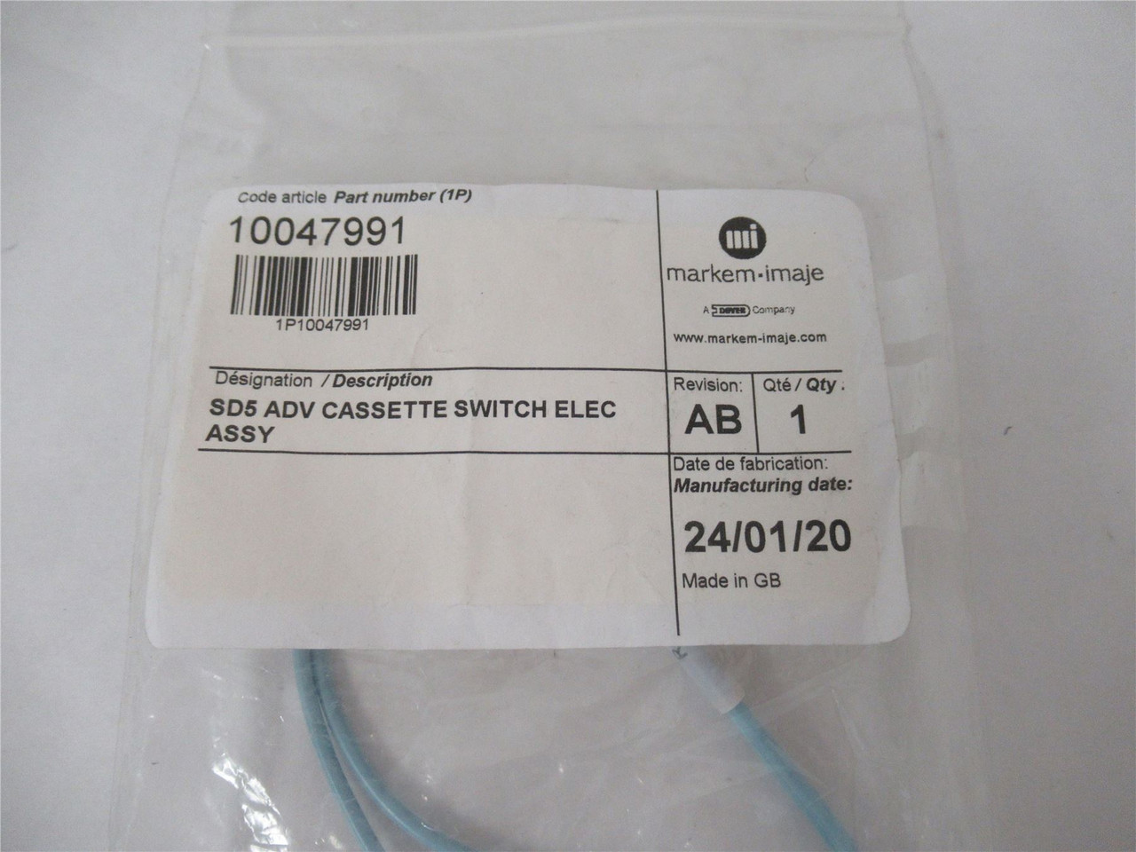 Markem 10047991; SD5 Adv Cassette Switch Electric Assembly