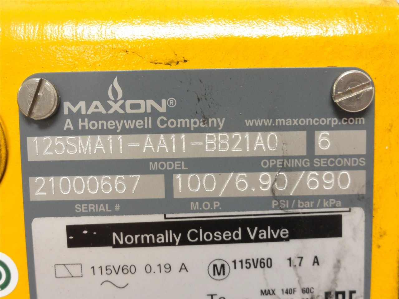 Maxon 125SMA11-AA11-BB21AO; Gas Safety Shut-Off Valve 1-1/4NPT