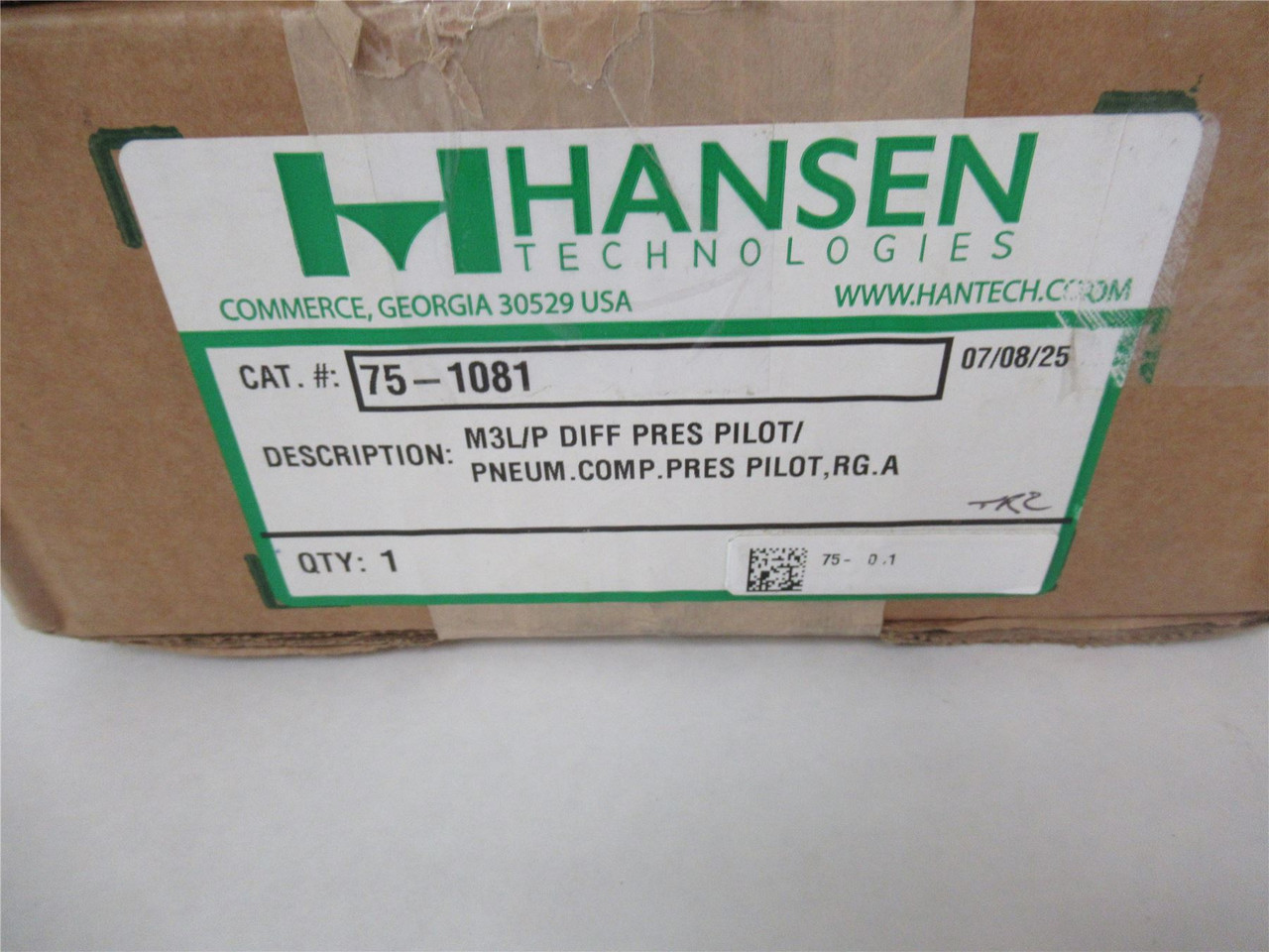 Hansen 75-1081; Pneumatic Comp Pressure Pilot M3L/P
