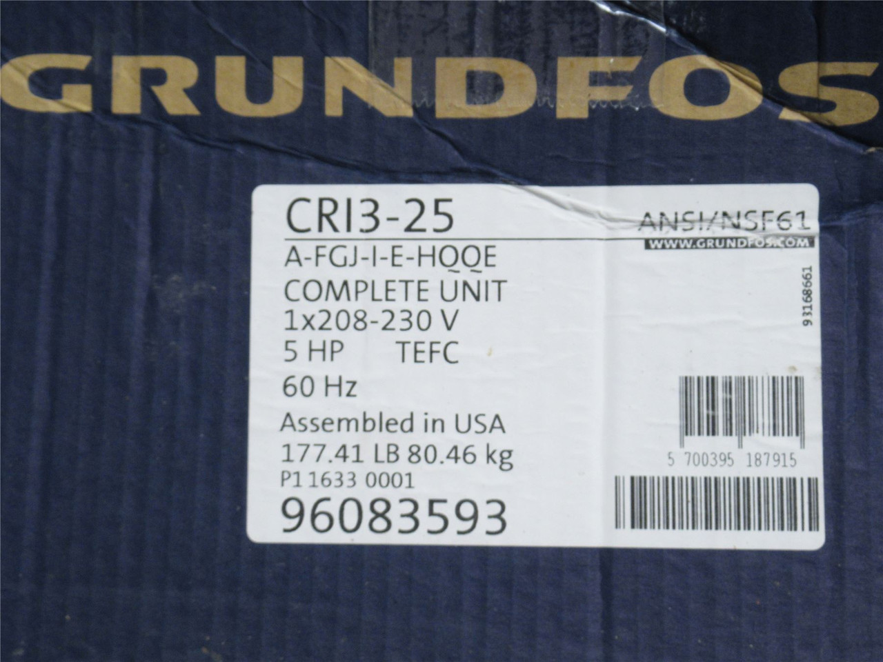 Grundfos 96083593; 25 Stage Pump CRI3-25 A-FGJ-I-E-HQQE