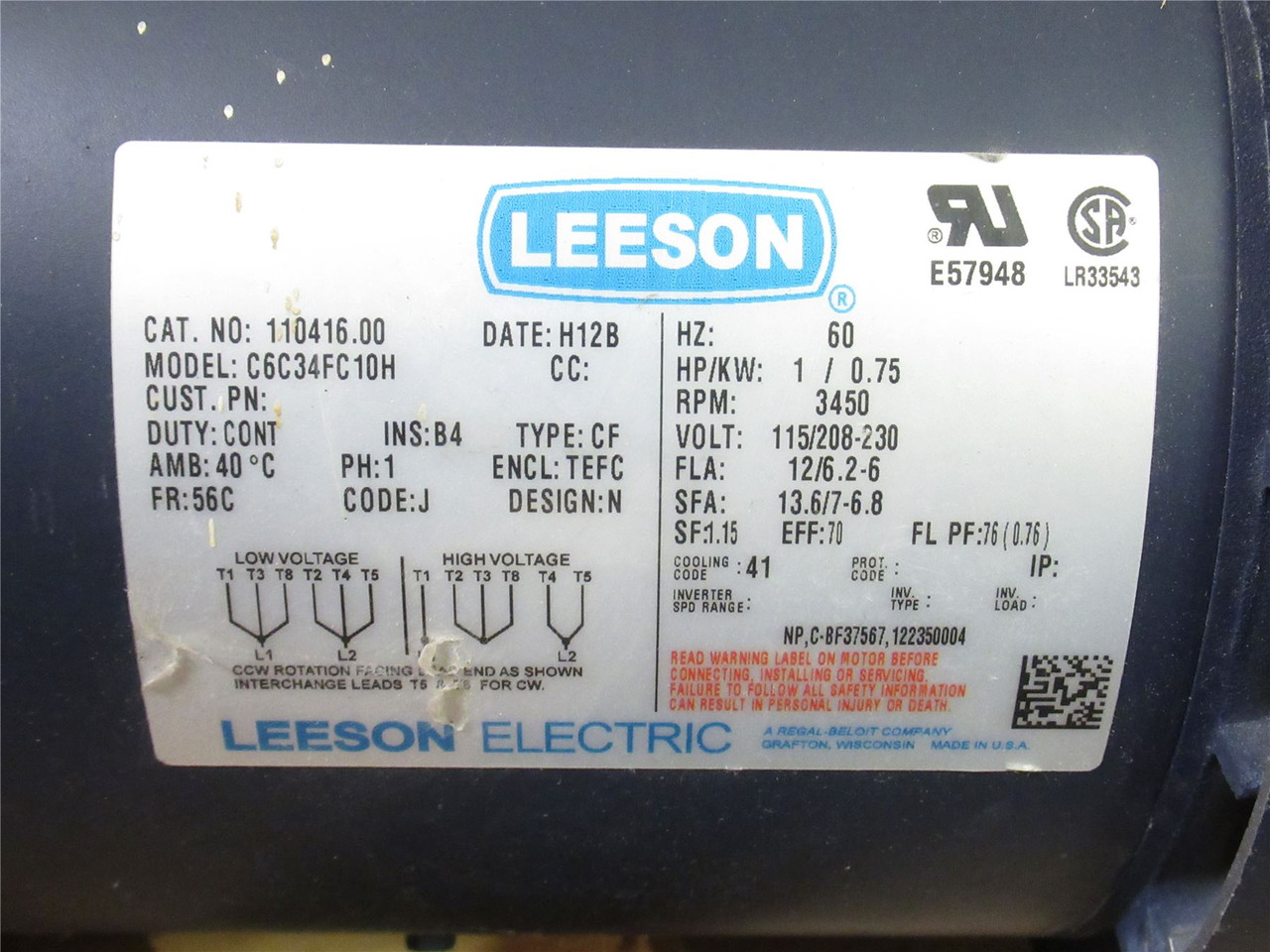 Columbia HF1000-1A34-F-02; Electric Hoist; 1000LBS; 208-230VAC; 1HP