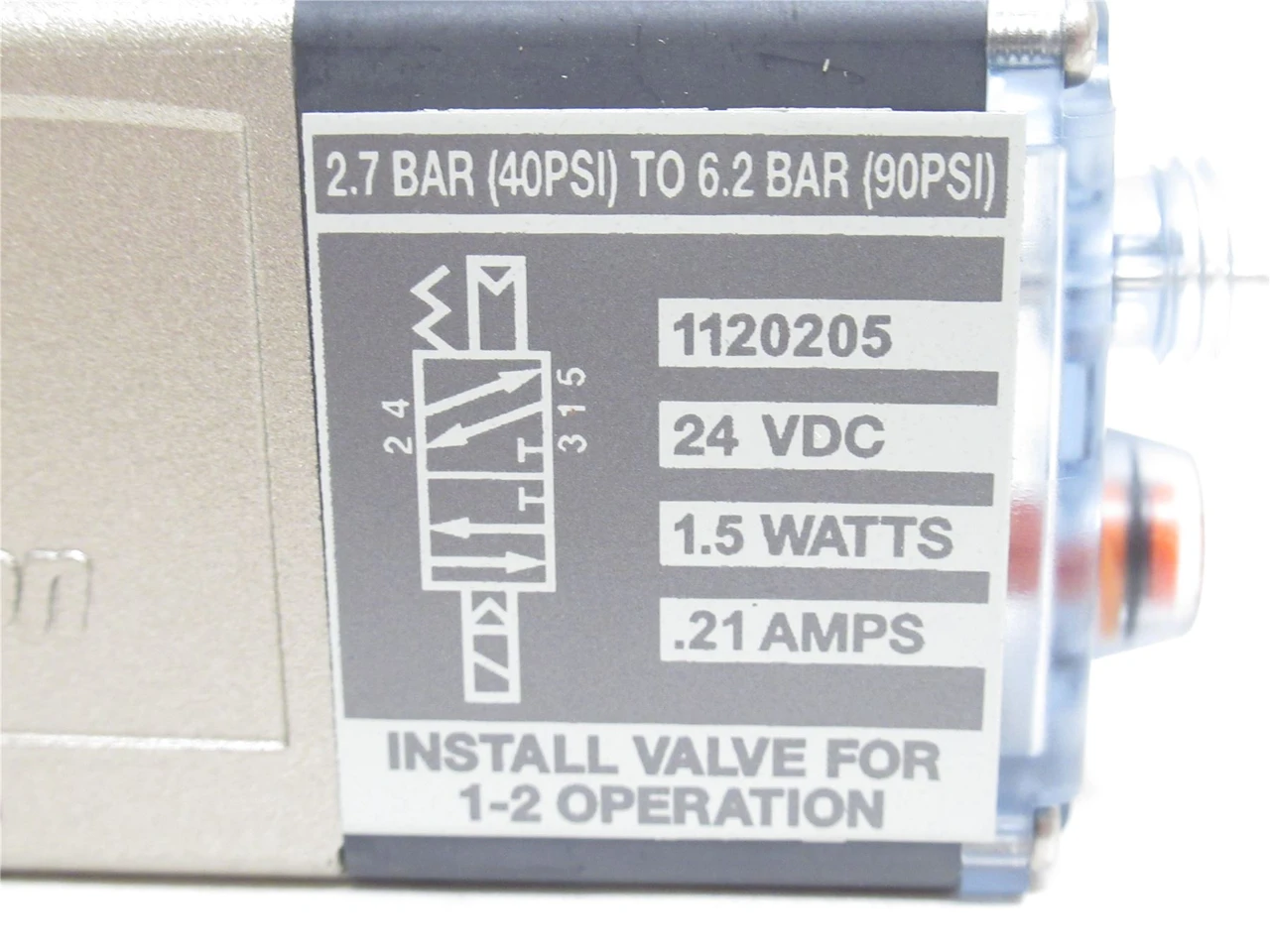 Nordson 1120205; Solenoid Valve; 2.7-6.2BAR; 24VDC