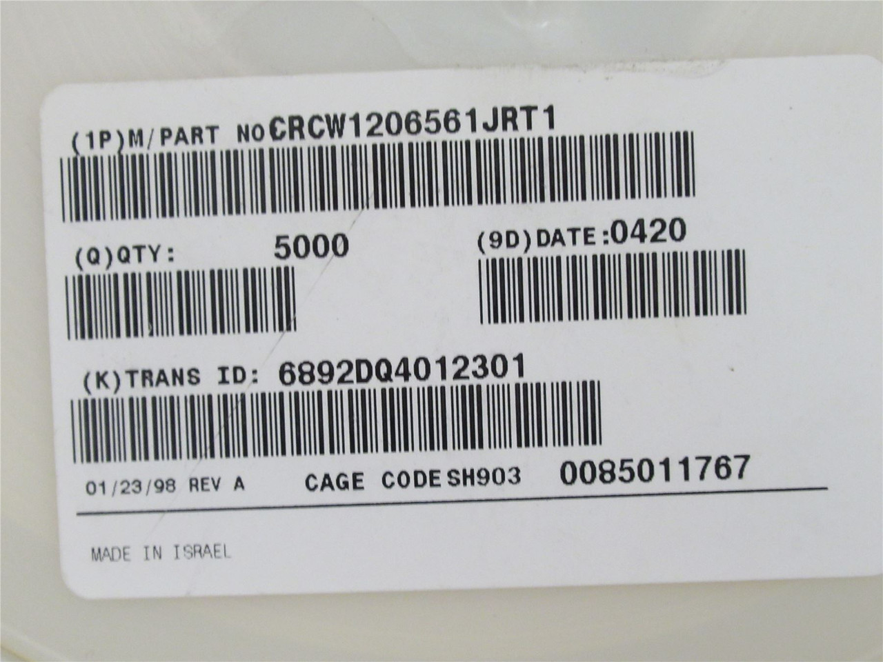 Vishay CRCW1206561JRT1; Lot-5000 Chip Resistor; 5%; 560ohm