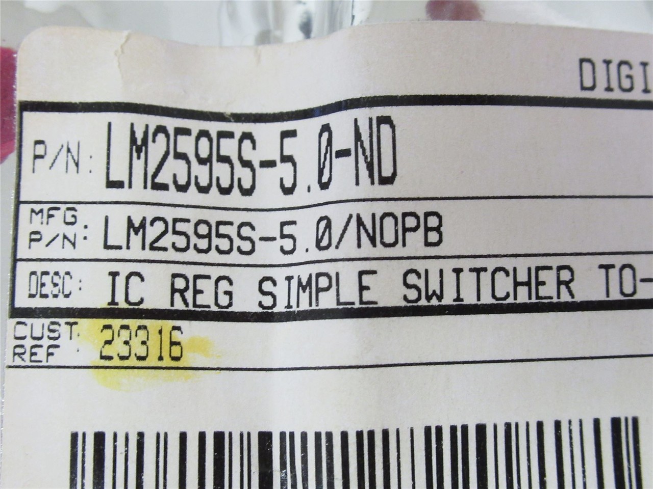 Texas Instruments LM2595S-5.0/NOPB; Lot-19 I/C DC/DC Convert.