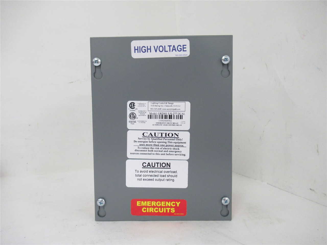 Lighting Control & Design  GR2001-E/S-277-DUAL; Control Relay