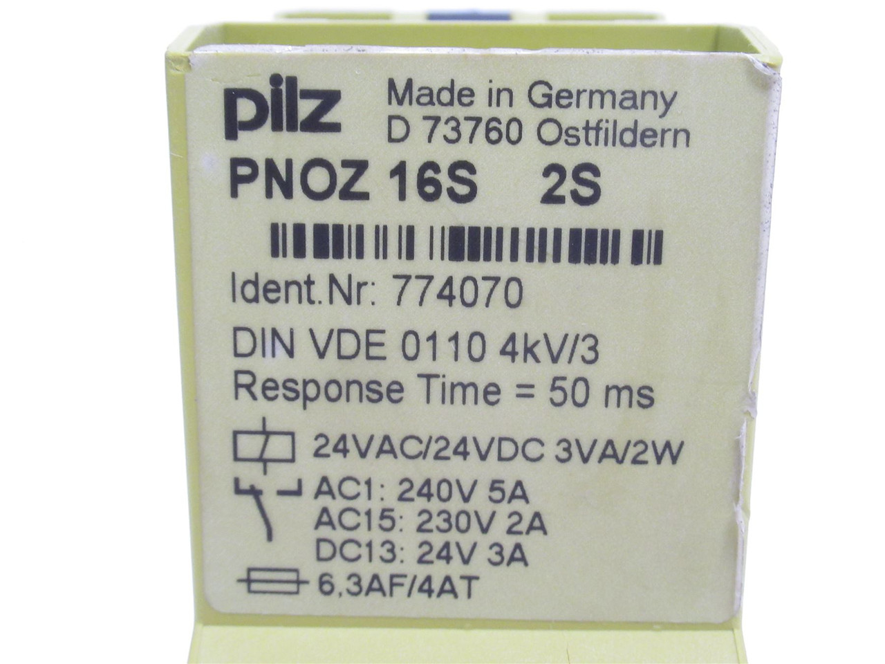 Pilz PNOZ-16S-2S; Safety Relay 774070; 5A; 110VAC; 24VDC