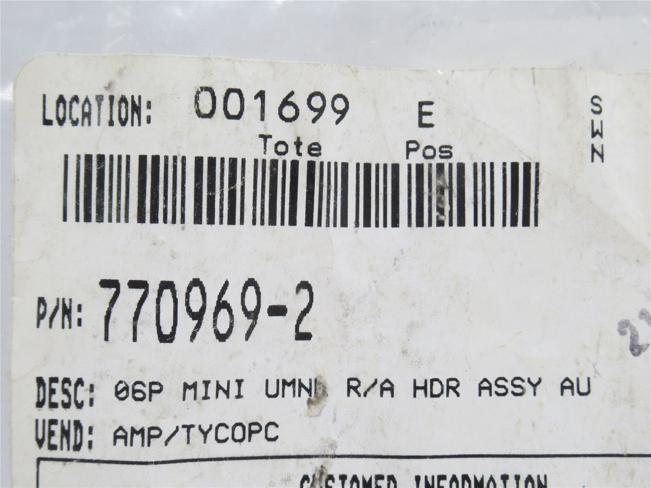 AMP 770969-2; Lot-5 Connector Header; RA; 6Pos; 4.14mm