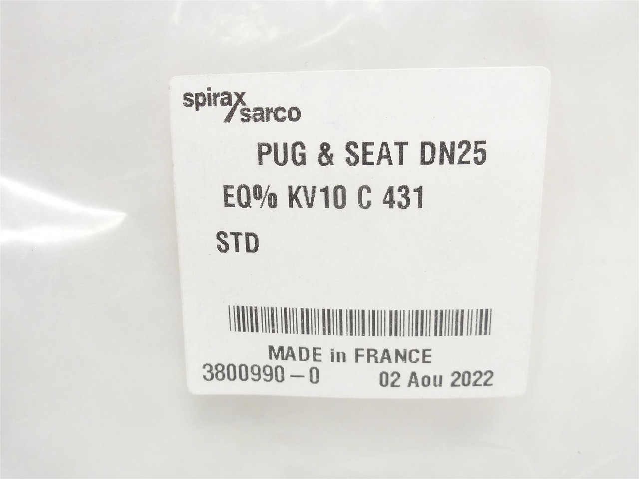 Spirax-Sarco 3800990-0; DN25; Plug And Seat; EQ% KV10 C 431