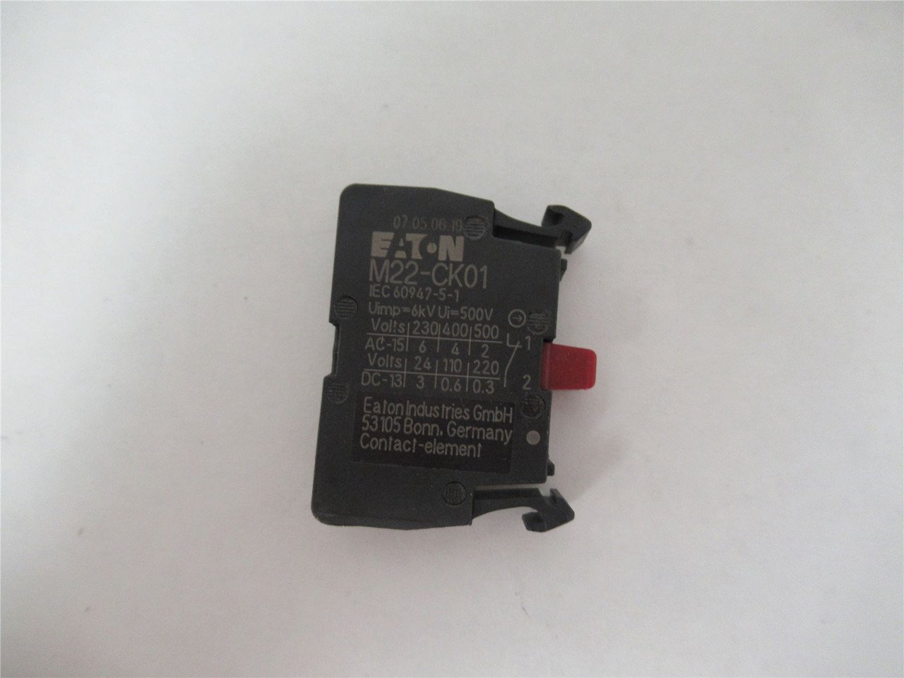 Eaton M22-CK01; Contact Block; SPST; 1NC; Momentary