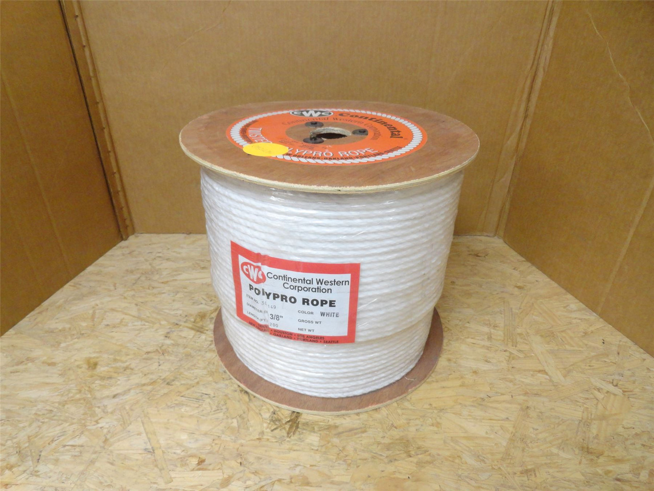 Continental Western 301149; Polypro Rope; 3/8"OD x 1200' Roll