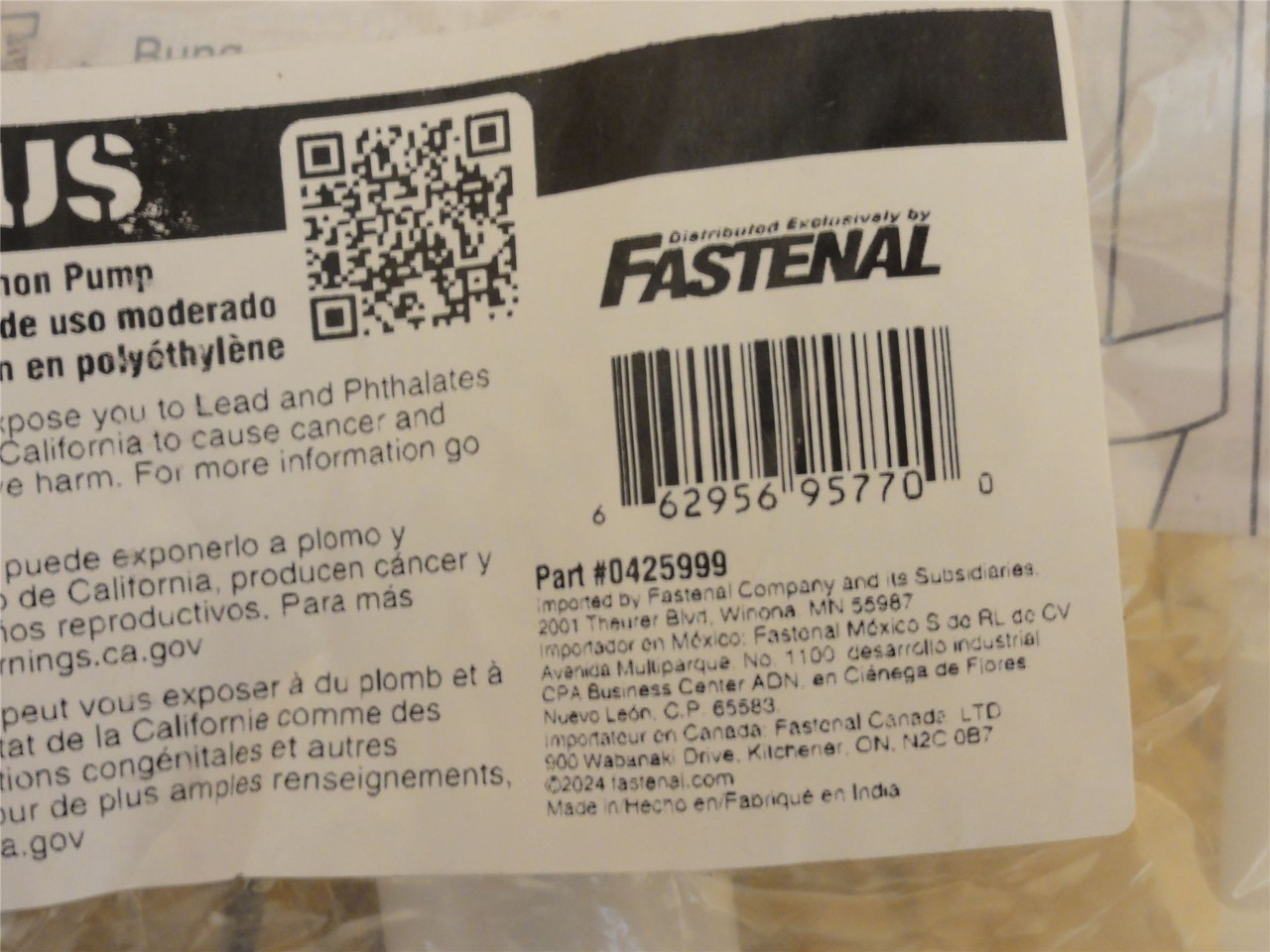 Fastenal 425999; ORMADUS Medium Duty Siphon Pump; 5GPM