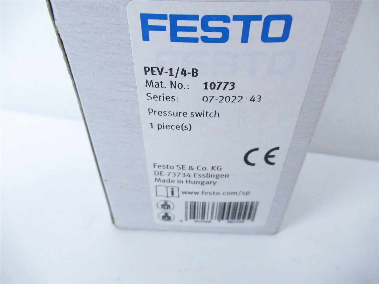 Festo PEV-14-B; Pressure Switch 10773 1-12 bar 125VDC 250VAC