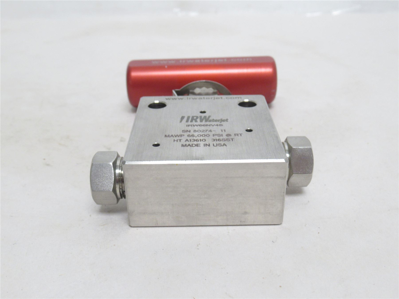 IRWaterjet IRW66NV4S; Straight Valve SS-316; 1/4" Tube; 2-Way