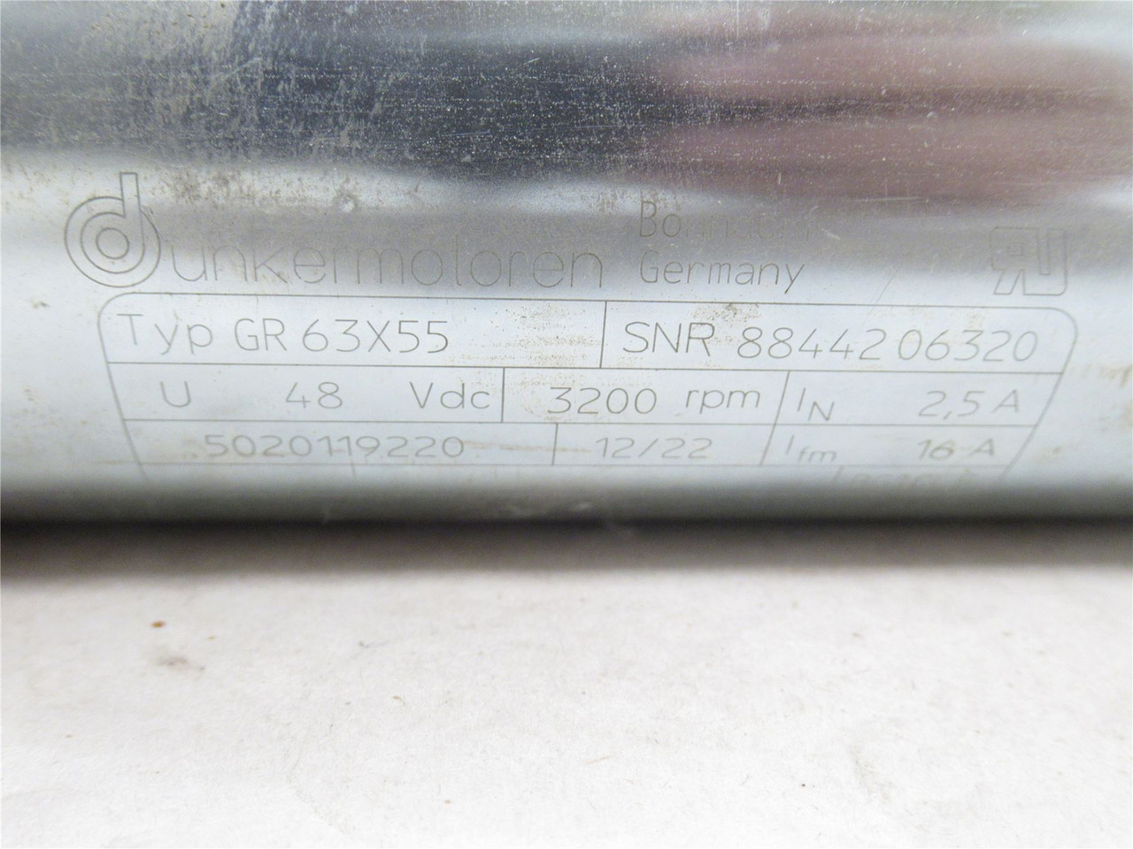 Dunkermotoren GR 63X55; Brushed DC Motor 48VDC; 2.5A; 3200RPM