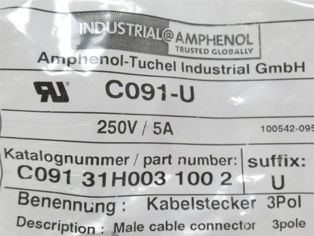 Amphenol C091-31H005-100-2; Circular Connector;  5 Contacts